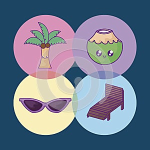 summer holiday poster set icons