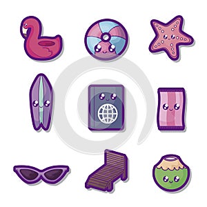 summer holiday poster set icons