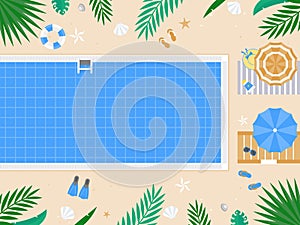 Summer Holiday, Top view Swimming pool vector