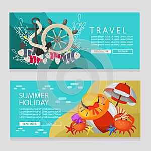 Summer holiday travel theme banner marine theme