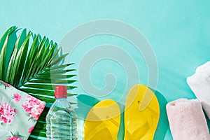 Summer holiday. Vacation background with beach accessories.