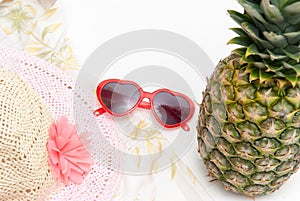 Summer holiday/ vacation background items to take on holiday