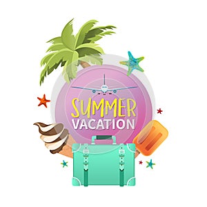 Summer holiday vacation concept, abstract style layout illustration