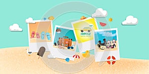 Summer holiday vacation concept, abstract style layout illustration