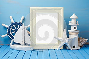 Summer holiday vacation concept with photo frame