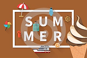 Summer holiday vacation concept, typography layout flat illustration