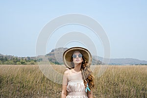 Summer Holiday Vacation Grassland Traveling Relaxation Concept