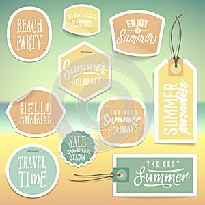 Summer holiday vacation stickers and labels
