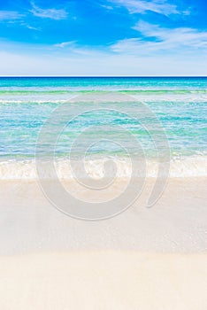 Beach summer sea sand with clear ocean water waves