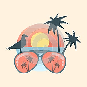 Summer holiday vector illustration retro summer vacation