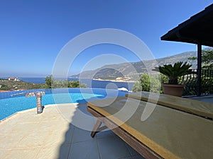 Luxury summer villa with infinity pool and great view of panoramic sea.