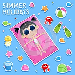 Summer holidays - Adorable sticker set - Kids beach party elements