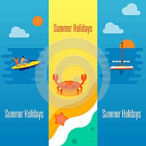 Summer Holidays Banner with Sea Crab