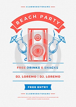 Summer holidays beach party flyer typography night club event label design.