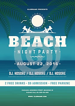 Summer Holidays Beach Party Typography Poster or Flyer Design