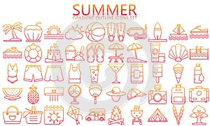 Summer and Holidays gradient outline Icons set