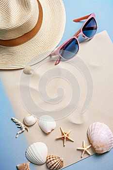 Summer holidays memories card from beach with shells