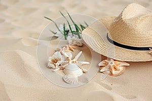 Summer holidays memories card from beach with shells