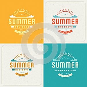 Summer Holidays Retro Typography Labels or Badges Design