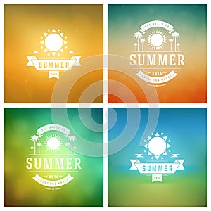 Summer Holidays Retro Typography Labels or Badges Design