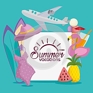 Summer holidays set icons