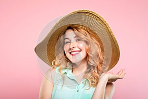 Summer holidays trip stylish beach sunhat woman