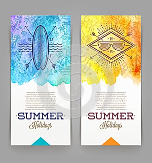 Summer holidays and travel banners