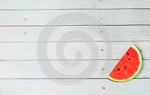 summer holidays vacation concept,pineapple watermelon on wooden background copy space