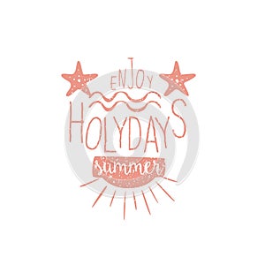 Summer Holydays Vintage Emblem With Stars