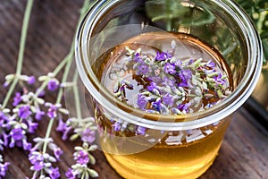 Summer honey with lavender flowers