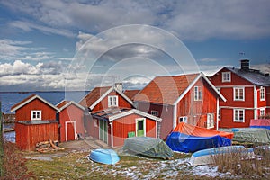 Summer houses in Sweden in the archipelago photo