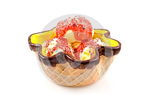 Summer ice cream in colored bowl