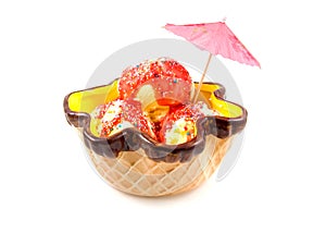 Summer ice cream in colored bowl