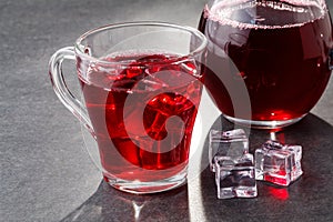 Summer iced drink - cranberry tea or juice with ice