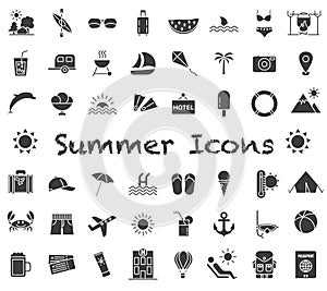 Summer icon. Black, full icons. Tourism symbol. Vector illustration