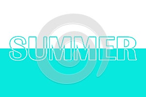 Summer, icon. Logo. Colorful typography banner with word. Text caption, art lettering, creative colorful font. Rubric concept.