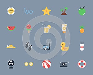 Summer icon set,Summer holiday icon set,Vector