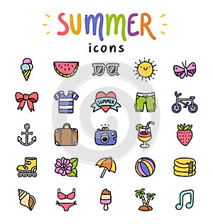 Summer icons set