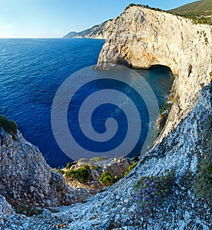 Summer Ionian Sea rocky coastline(Greece)