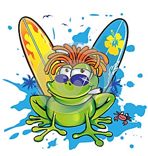 Summer jamaican cartoon frog