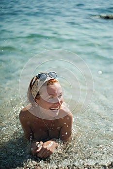 Summer joy of swimming in the sea