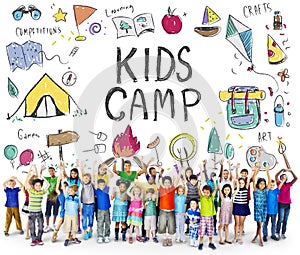 Summer Kids Camp Adventure Explore Concept photo