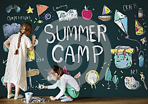 Summer Kids Camp Adventure Explore Concept photo