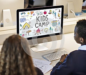 Summer Kids Camp Adventure Explore Concept