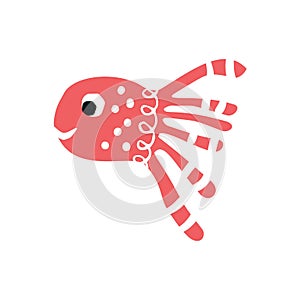 Summer kids poster with a fish cut out of paper. Vector illustration