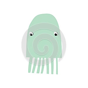 Summer kids poster with a jellyfish cut out of paper. Vector illustration