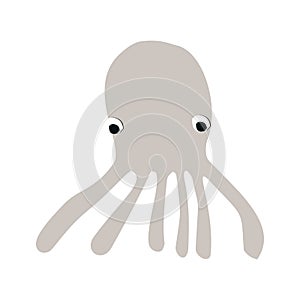 Summer kids poster with a octopus cut out of paper. Vector illustration