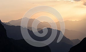 The summer landscape of Alborz mountains at sunset light