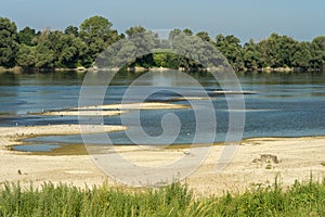 Summer landscape along the cycle path of the Po river, italy