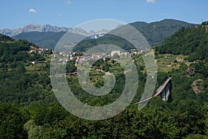 Summer landscape along the road from Castelnuovo Garfagnana to San Romano, Tuscany